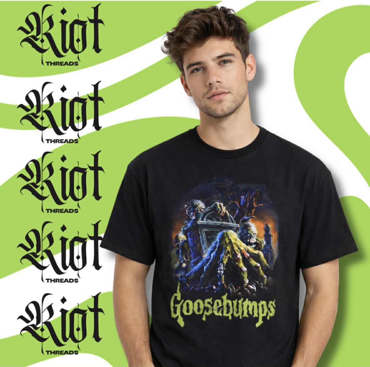 Goosebumps horror illustration Tee | classic monsters, neon logo