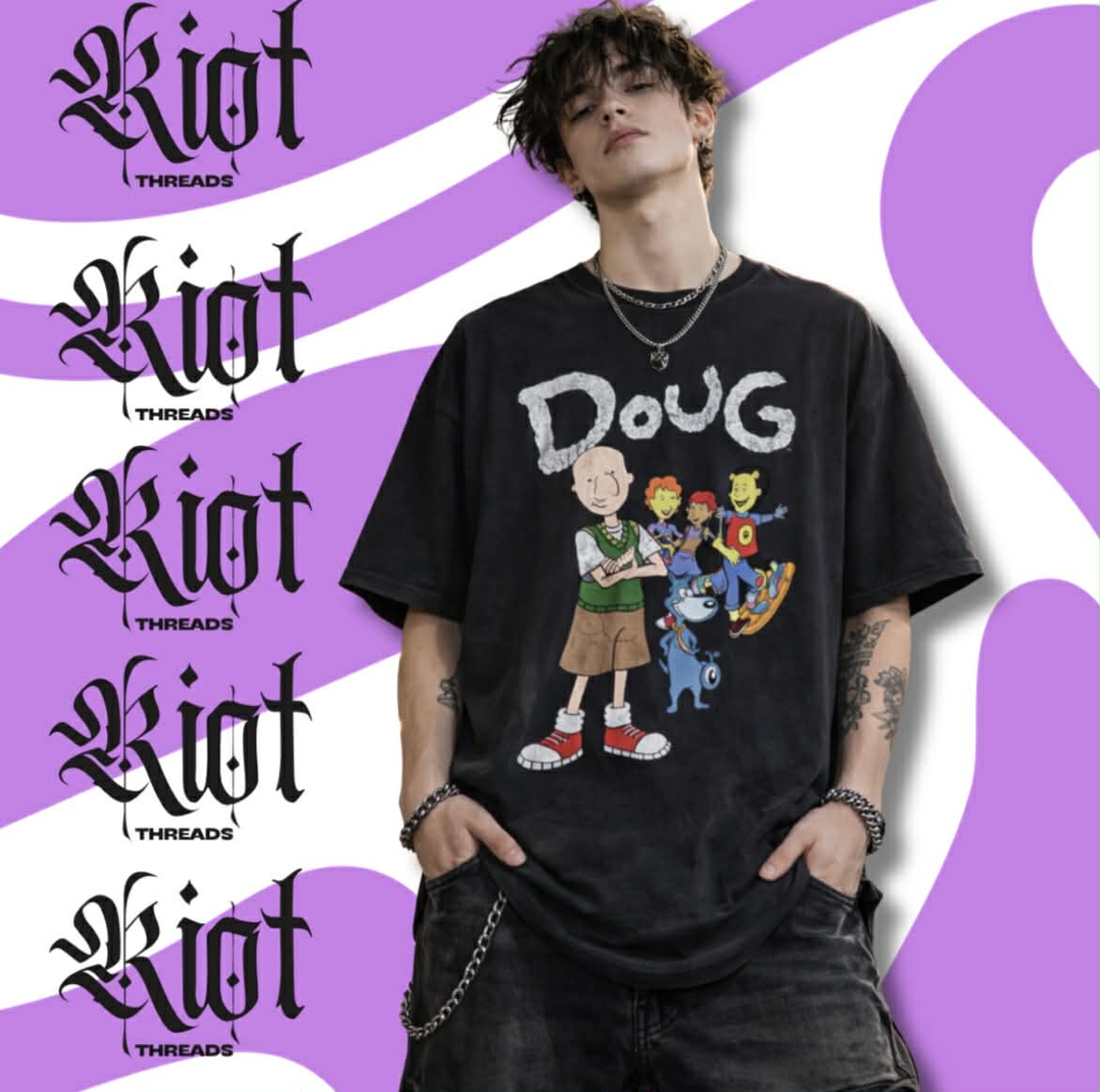 Doug Cartoon Characters Tee | Retro 90s Nickelodeon Animation Shirt