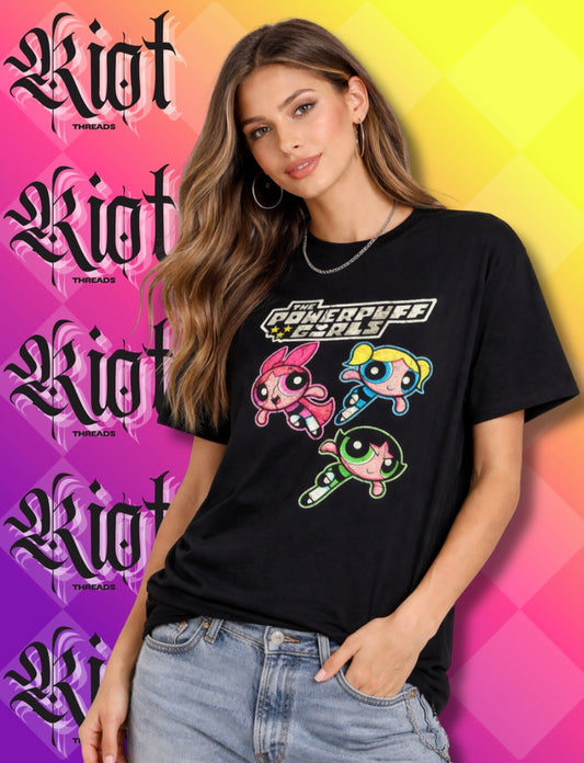 Powerpuff Girls T-Shirt — Retro Cartoon Trio Tee (Blossom, Bubbles, Buttercup)